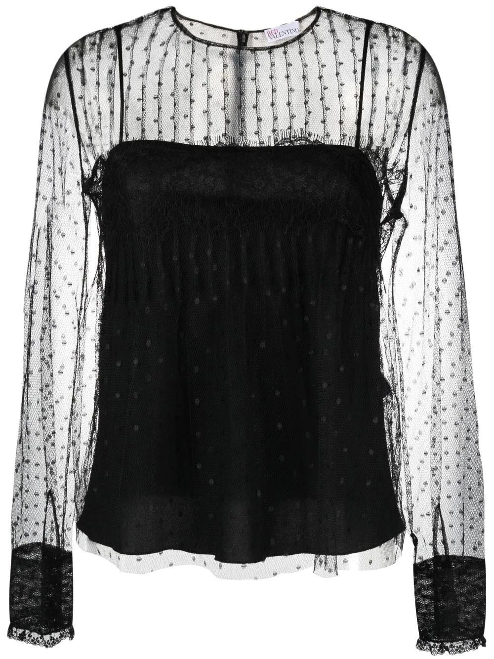 sheer-panelled tulle blouse