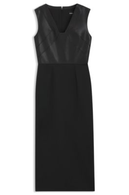 Virgin-Wool Dress With Leather Bodice