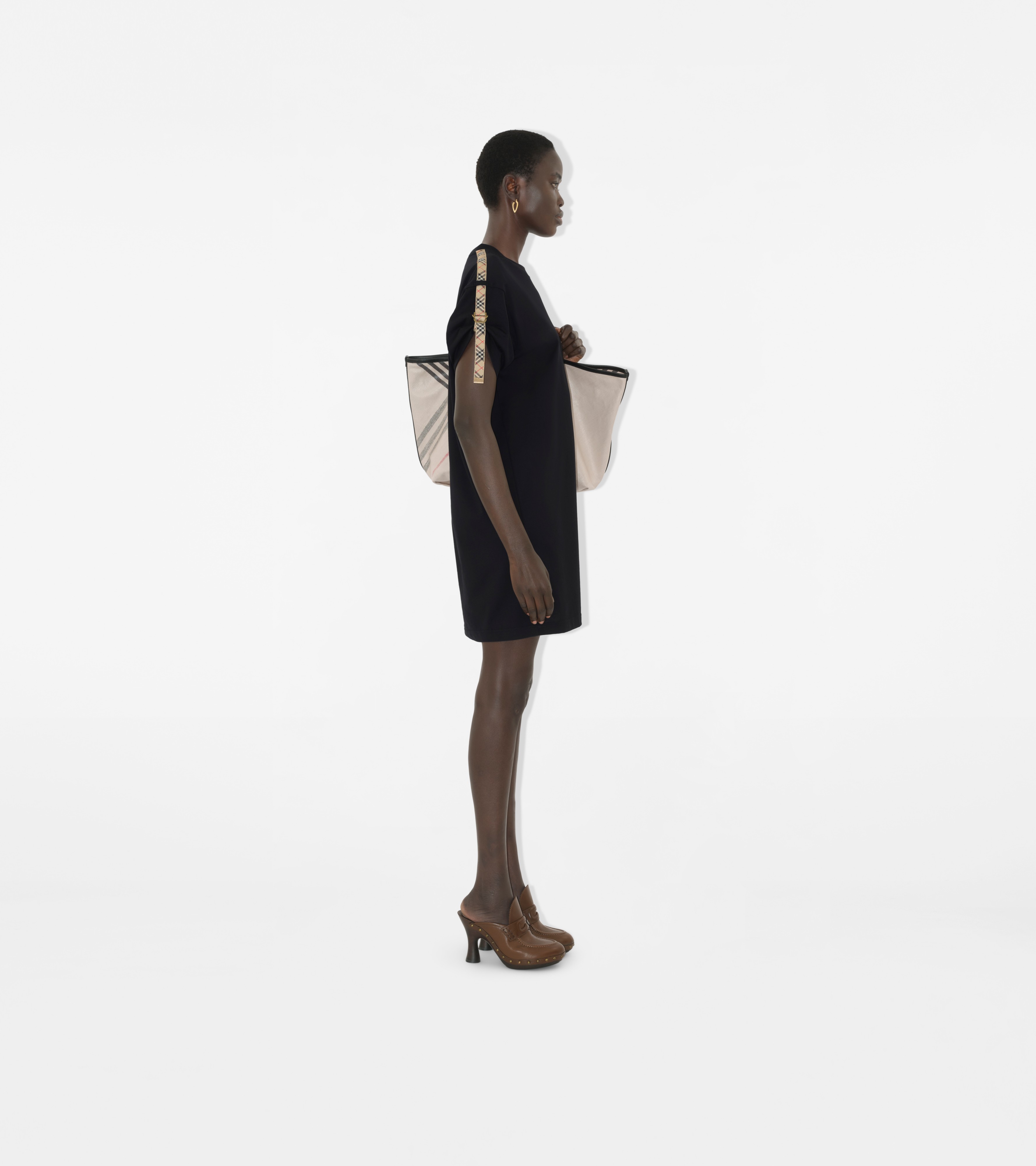 Check Trim Cotton T-shirt Dress