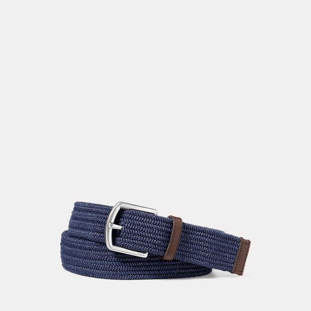 Leather-Trim Braided Belt