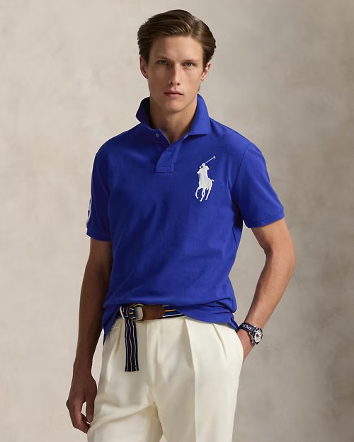 Custom Slim Fit Big Pony Mesh Polo Shirt