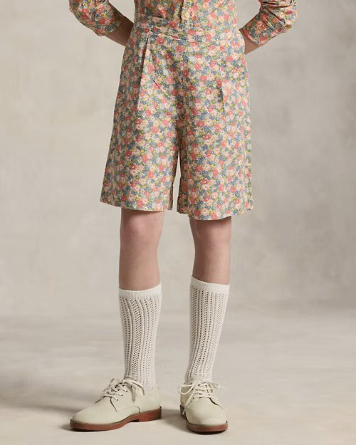 Floral Linen-Cotton Short, view 3