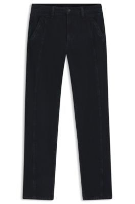Barrel-Leg Jeans In Blue-Black Soft Denim