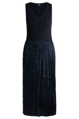Knitted Dress With Lustrous Structured Skirt