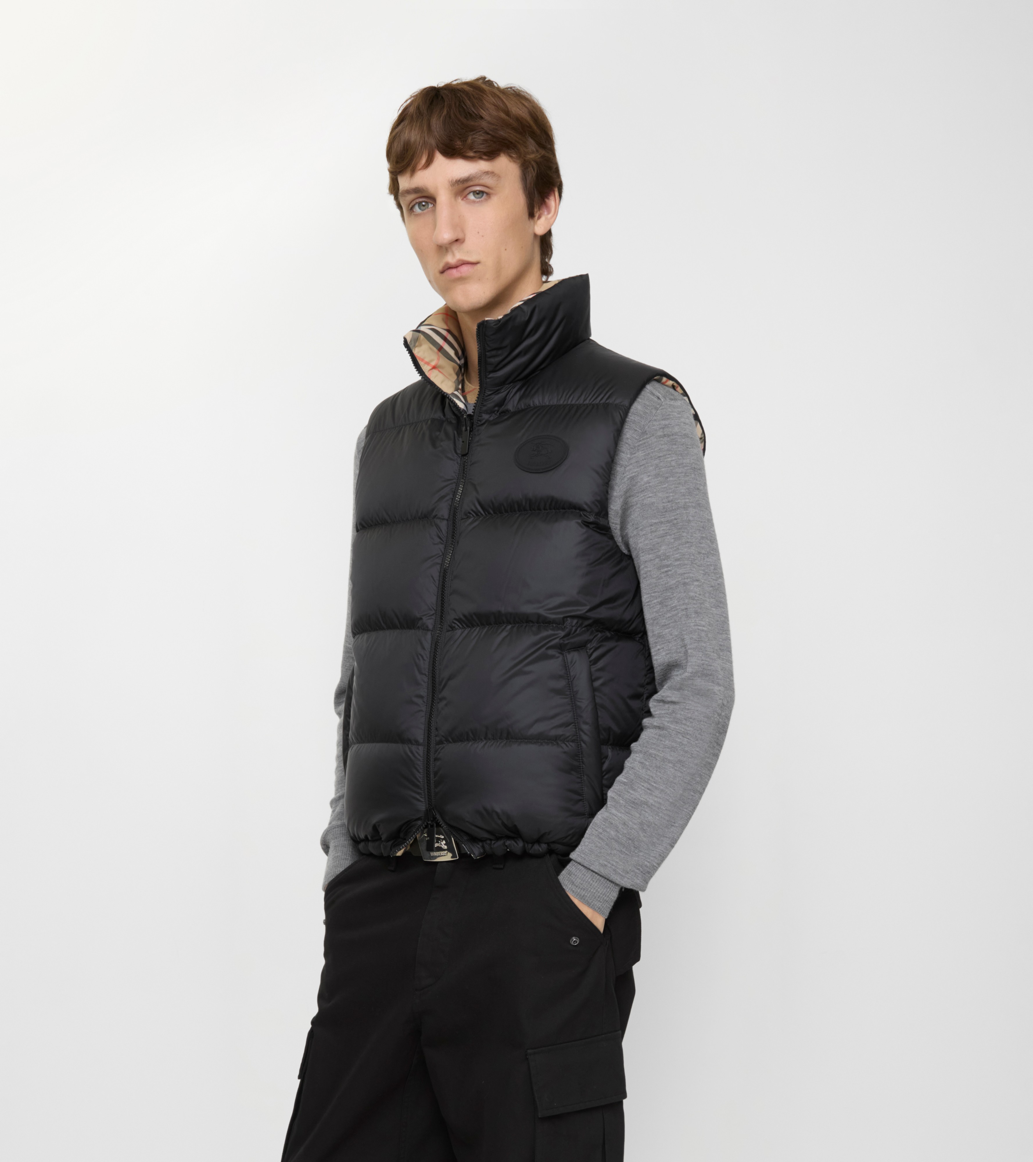 Reversible Check Puffer Gilet