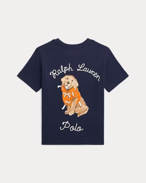 Dog-Print Cotton Jersey Pocket Tee, view 2