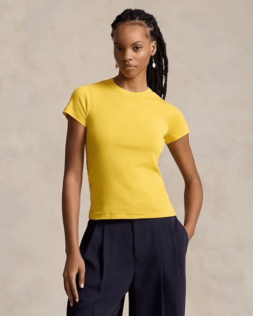 Slim Fit Rib-Knit Cotton Tee