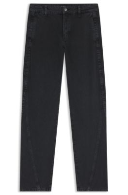 Barrel-Leg Jeans In Grey Soft-Touch Denim