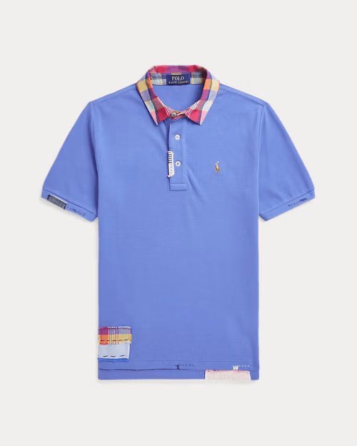 Distressed Cotton Mesh Polo Shirt