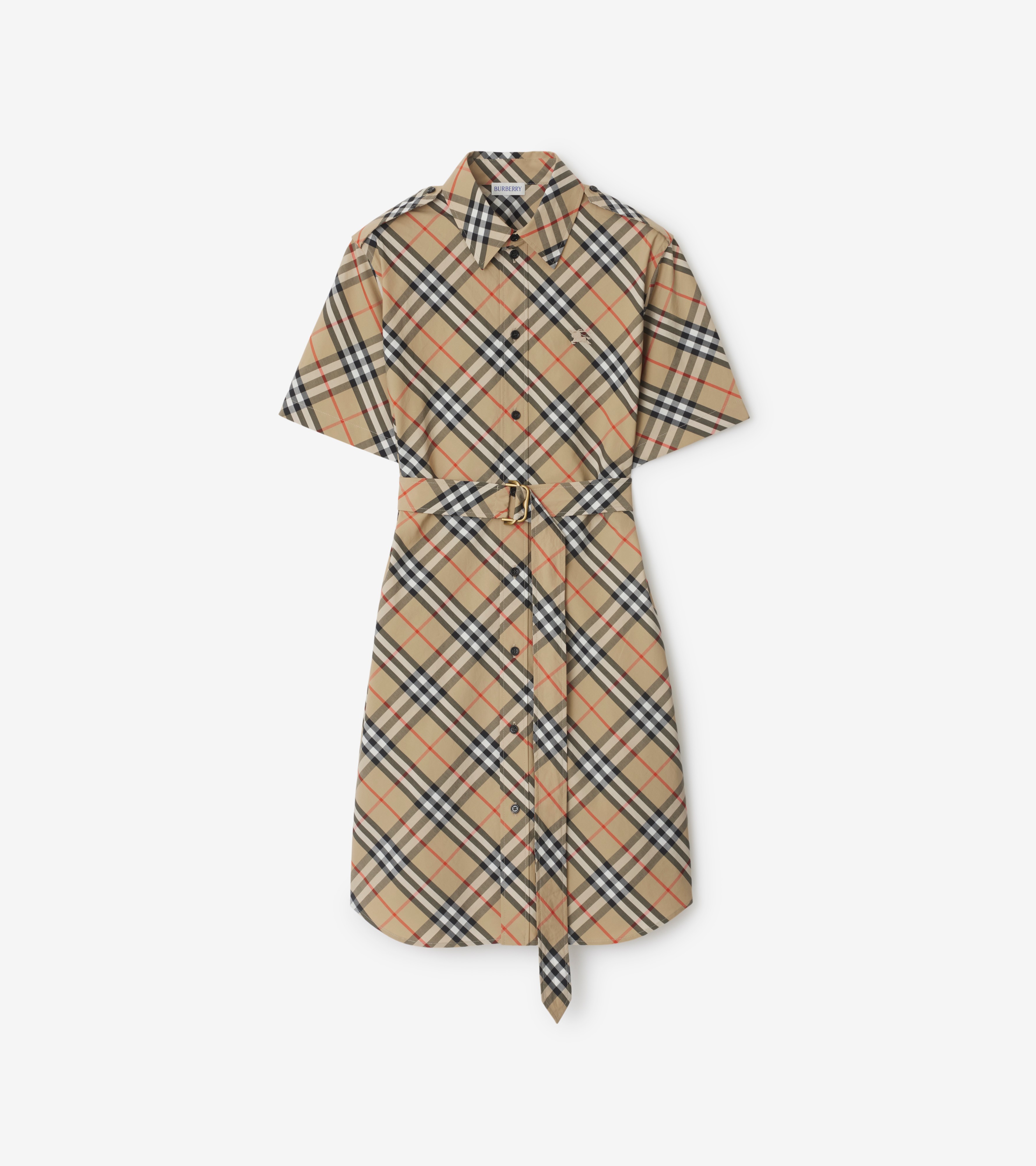 Check Cotton Shirt Dress