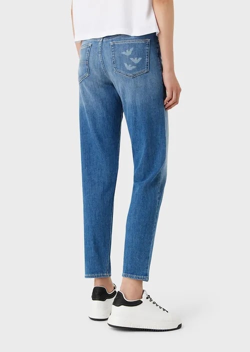 J90 Medium-Waisted, Relaxed-Fit Leg, Jeans In Comfort Denim With Laser-Cut Eagles, view 3