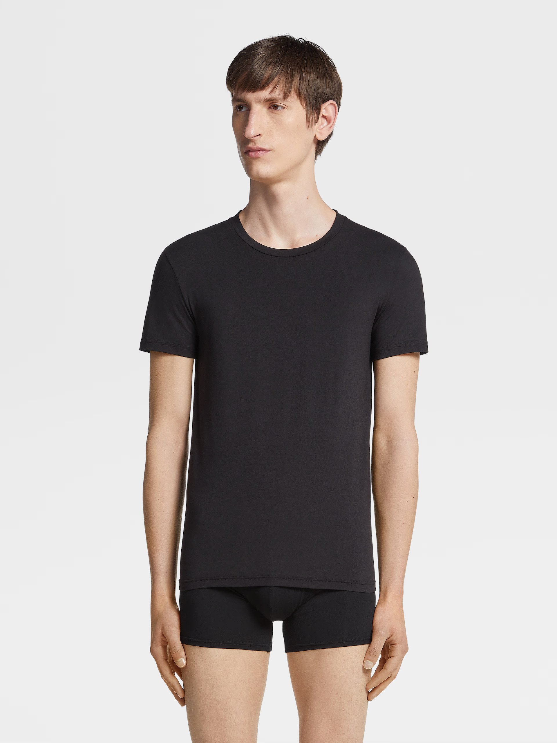 Black Stretch Cotton T-Shirt, view 3
