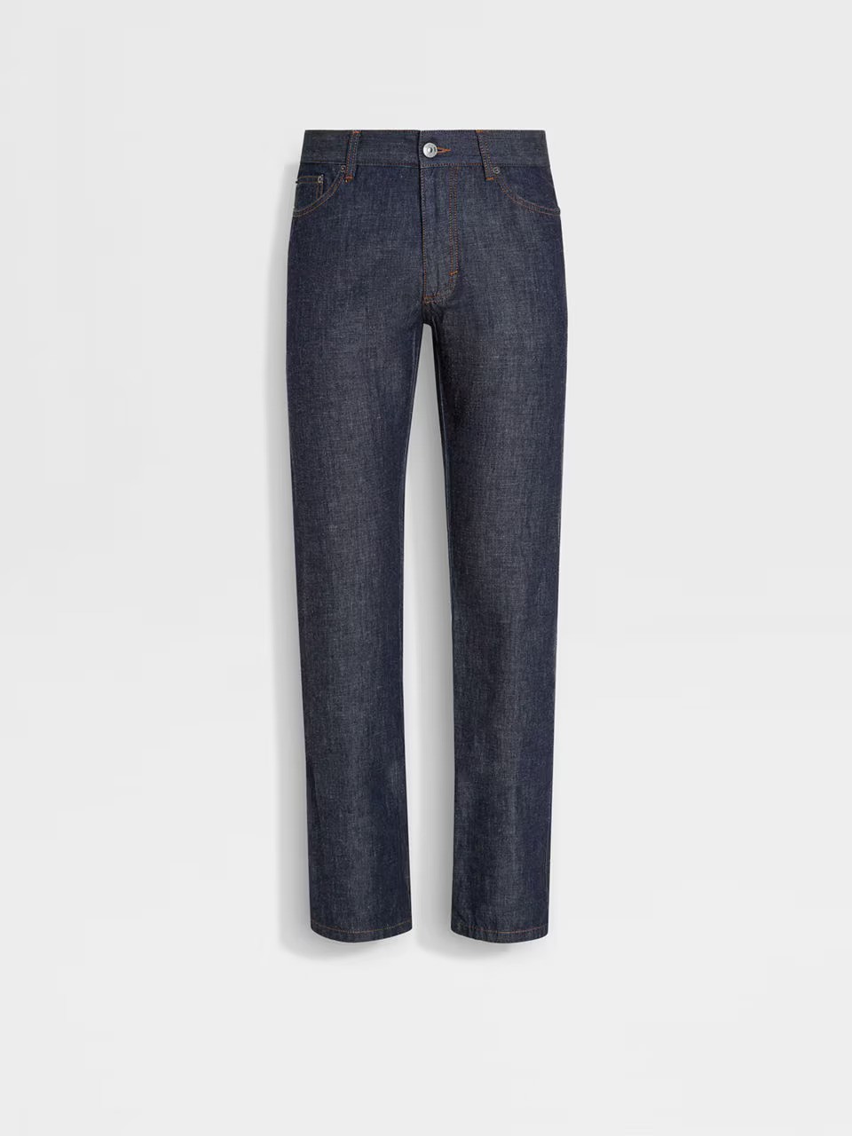 Dark Blue Rinse-Washed Cotton And Linen Roccia Jeans