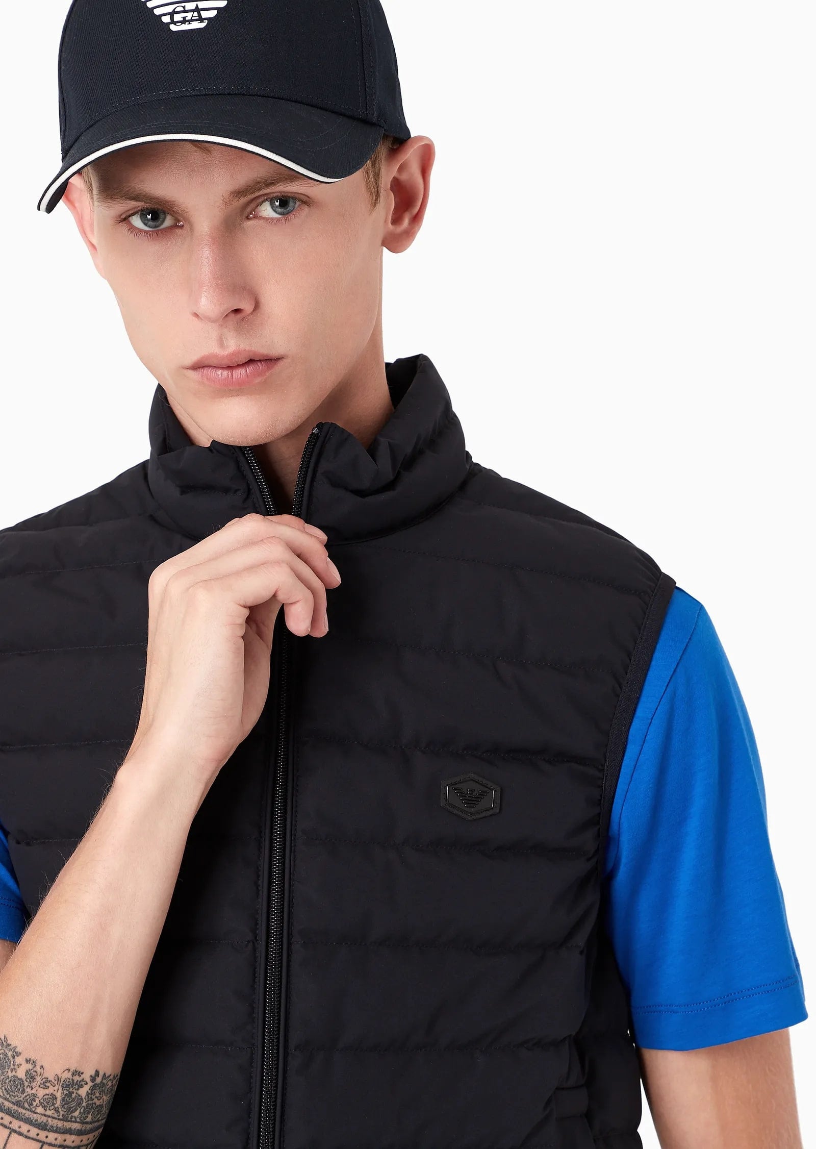 Quilted Sleeveless Nylon Down Jacket, view 7