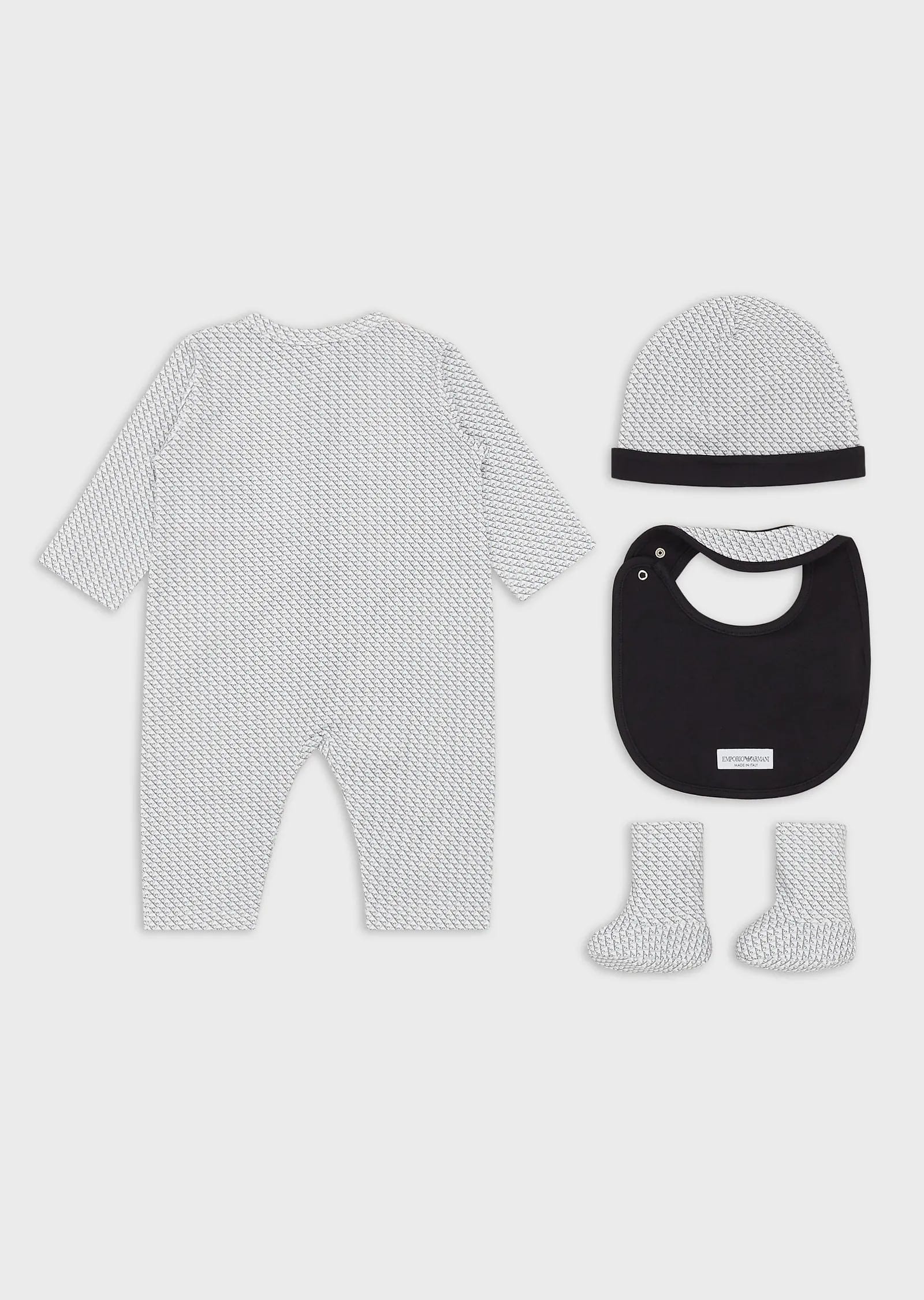 Kids Gift Set Consisting Of Op-Art Eagle Booties, Bib, Onesie And Beanie, view 3