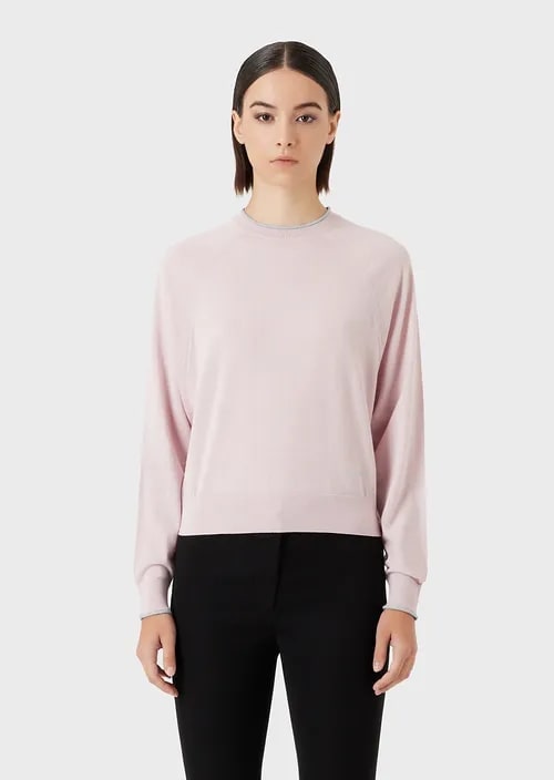 Flat-Knit Virgin Wool Jumper With Chenille Details
