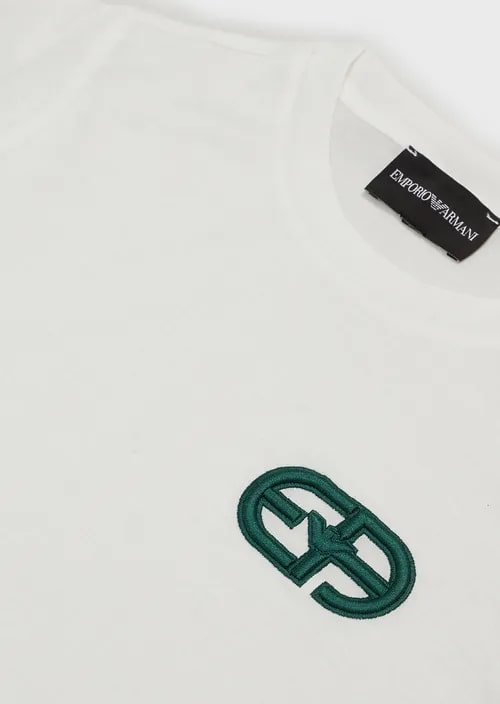 Tencel Blend Jersey T-Shirt With Ea Logo Embroidery, view 4