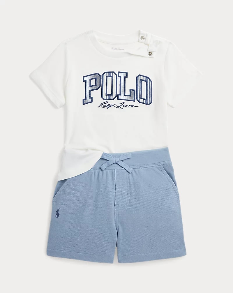 Polo Ralph Lauren Logo Cotton Jersey Tee & Mesh Short Set