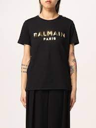Balmain metallic-logo button-embellished T-shirt