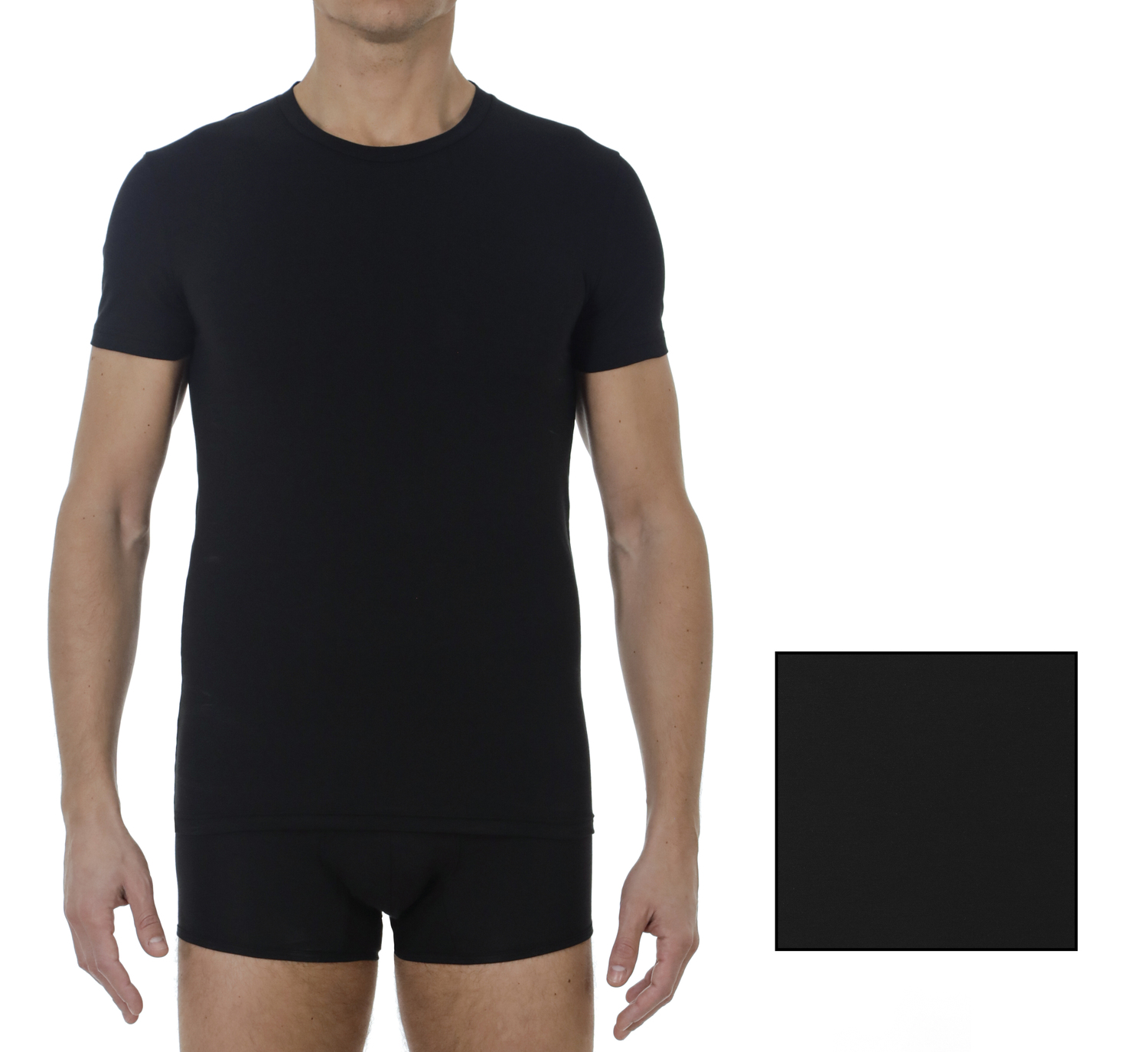 Black Stretch Cotton T-Shirt
