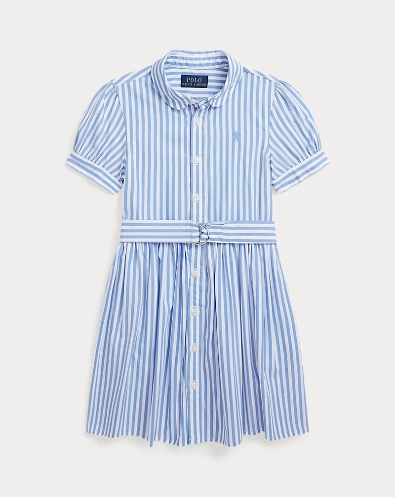 Polo Ralph Lauren Striped Belted Cotton Poplin Shirtdress