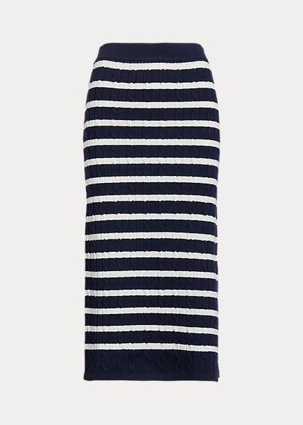 Polo Ralph Lauren Striped Cable-Knit Pull-On Sweater Skirt