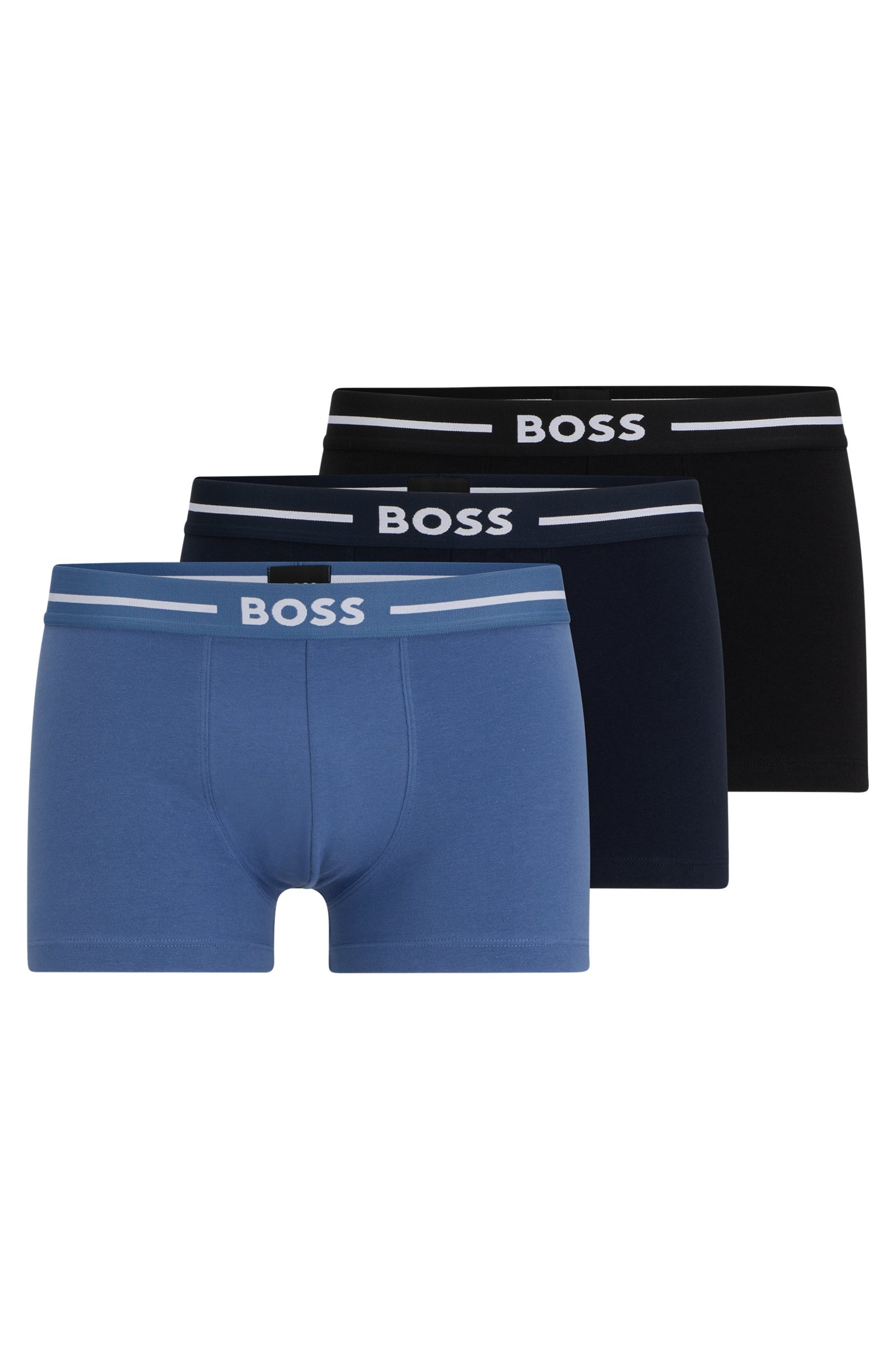 Stretch Cotton Boxer Shorts With Elastic Waistband With Logo In A Pack Of Three