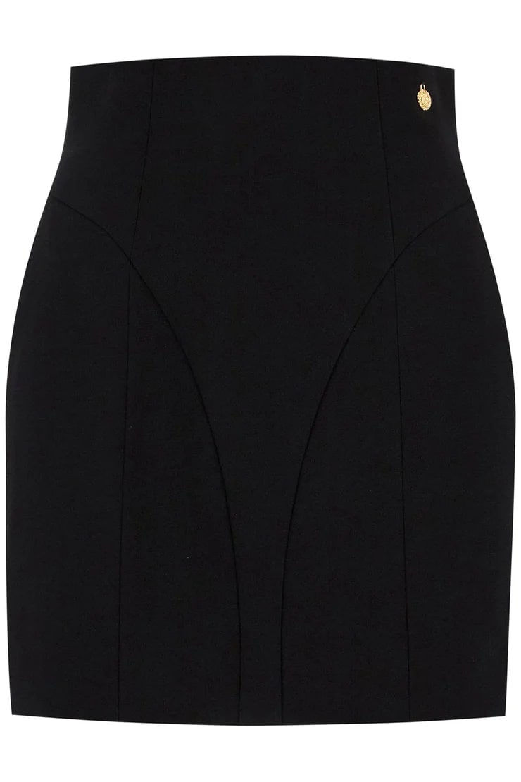high-waisted mini skirt black