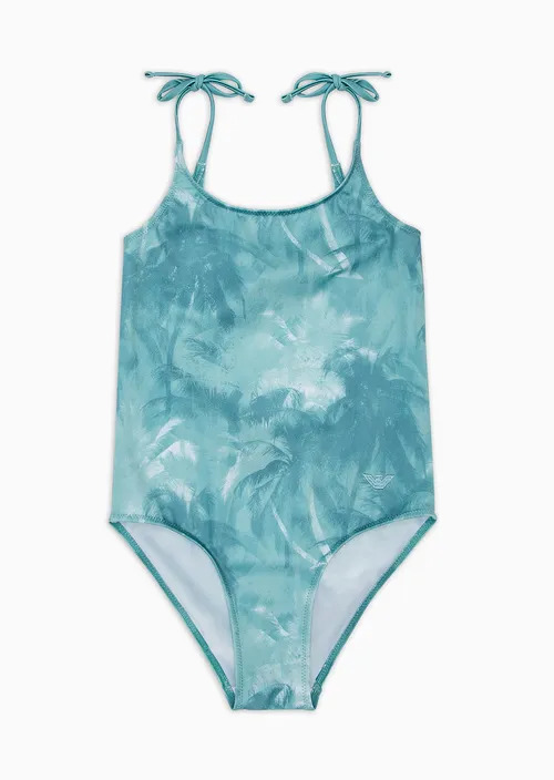 Kids All-Over Palm-Tree Print One-Piece Swimsuit