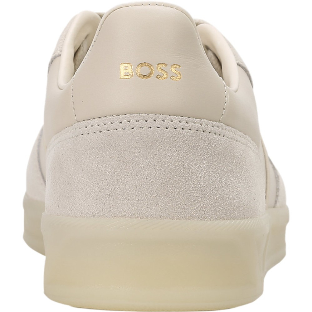 Leather-Suede Trainers With Foil-Print Branding, view 3
