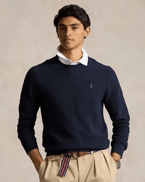 Textured Cotton Crewneck Jumper