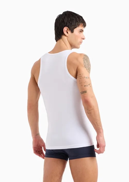 Asv Shiny Logo Band Organic-Cotton Loungewear Tank Top, view 3