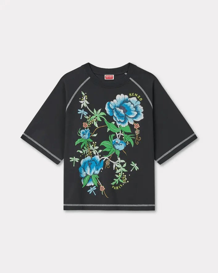 Peonies' T-shirt in cotton