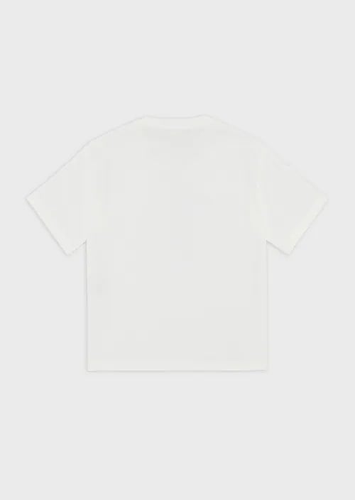 Kids Oversized Organic-Jersey T-Shirt With Pointillist-Striped Eagle Logo, view 3
