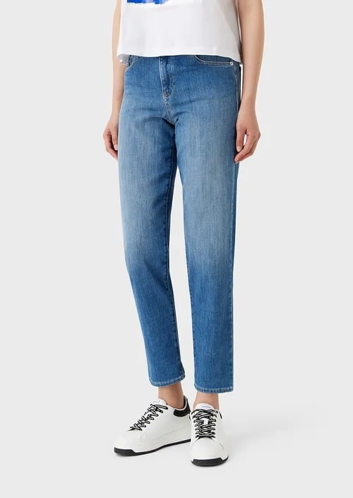 J90 Medium-Waisted, Relaxed-Fit Leg, Jeans In Comfort Denim With Laser-Cut Eagles, view 2