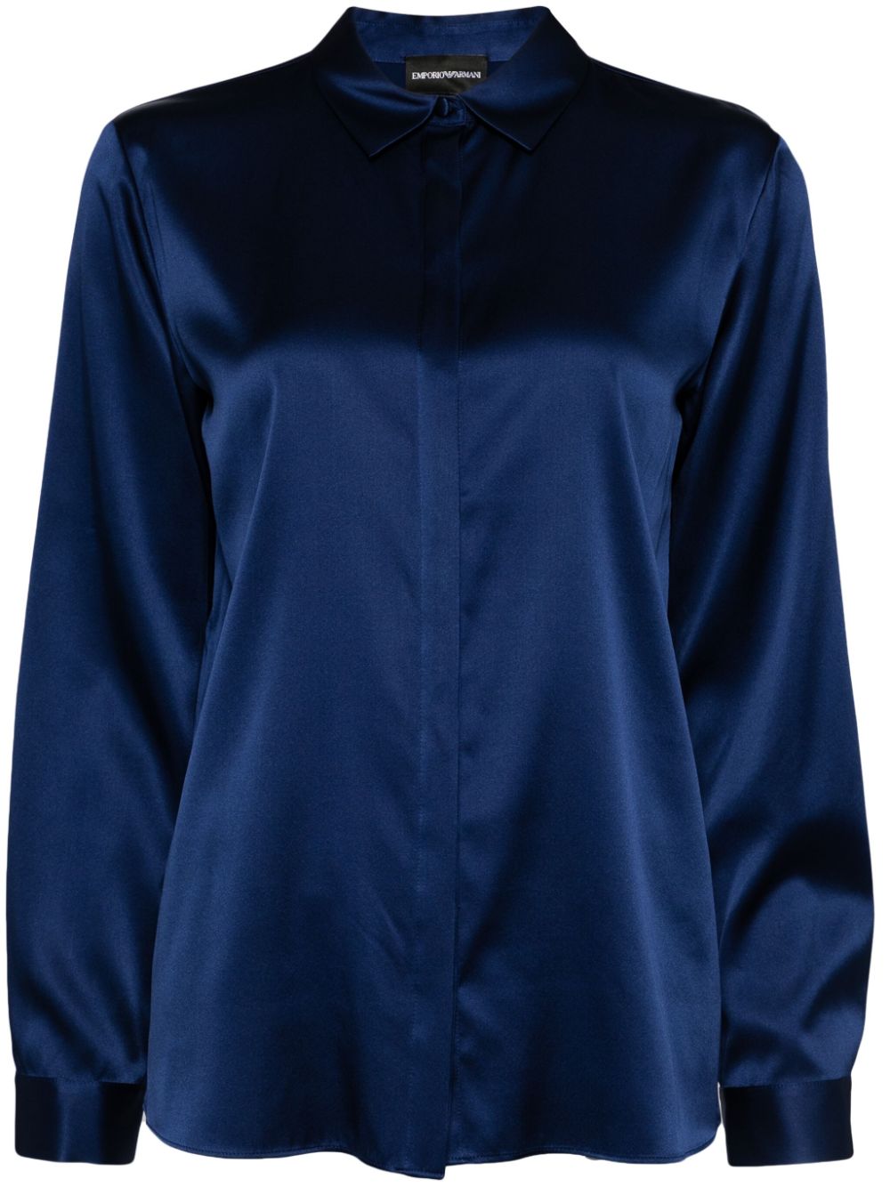 long-sleeved silk-blend shirt