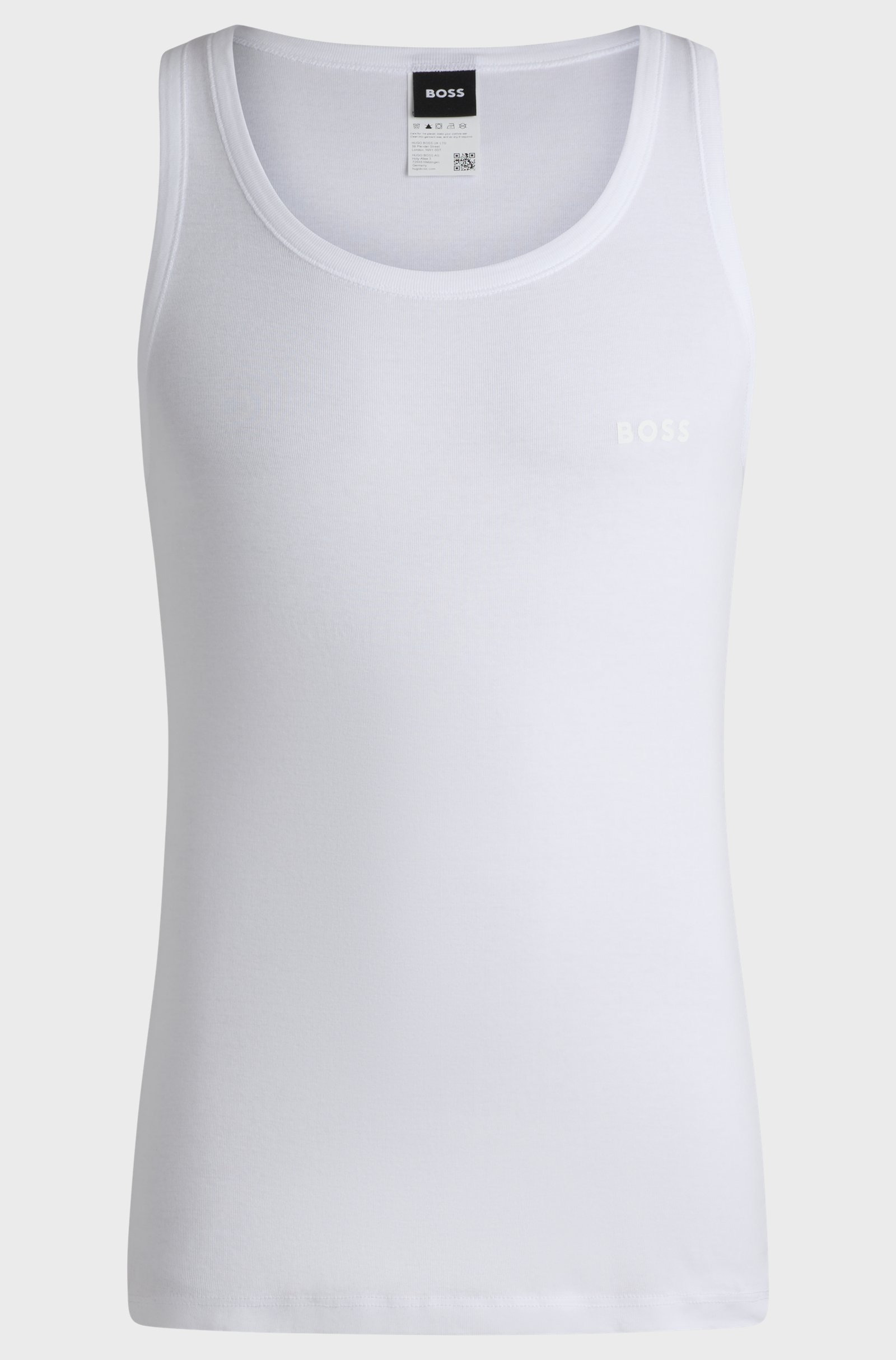 Ribbed-Cotton Underwear Vest With Logo Print