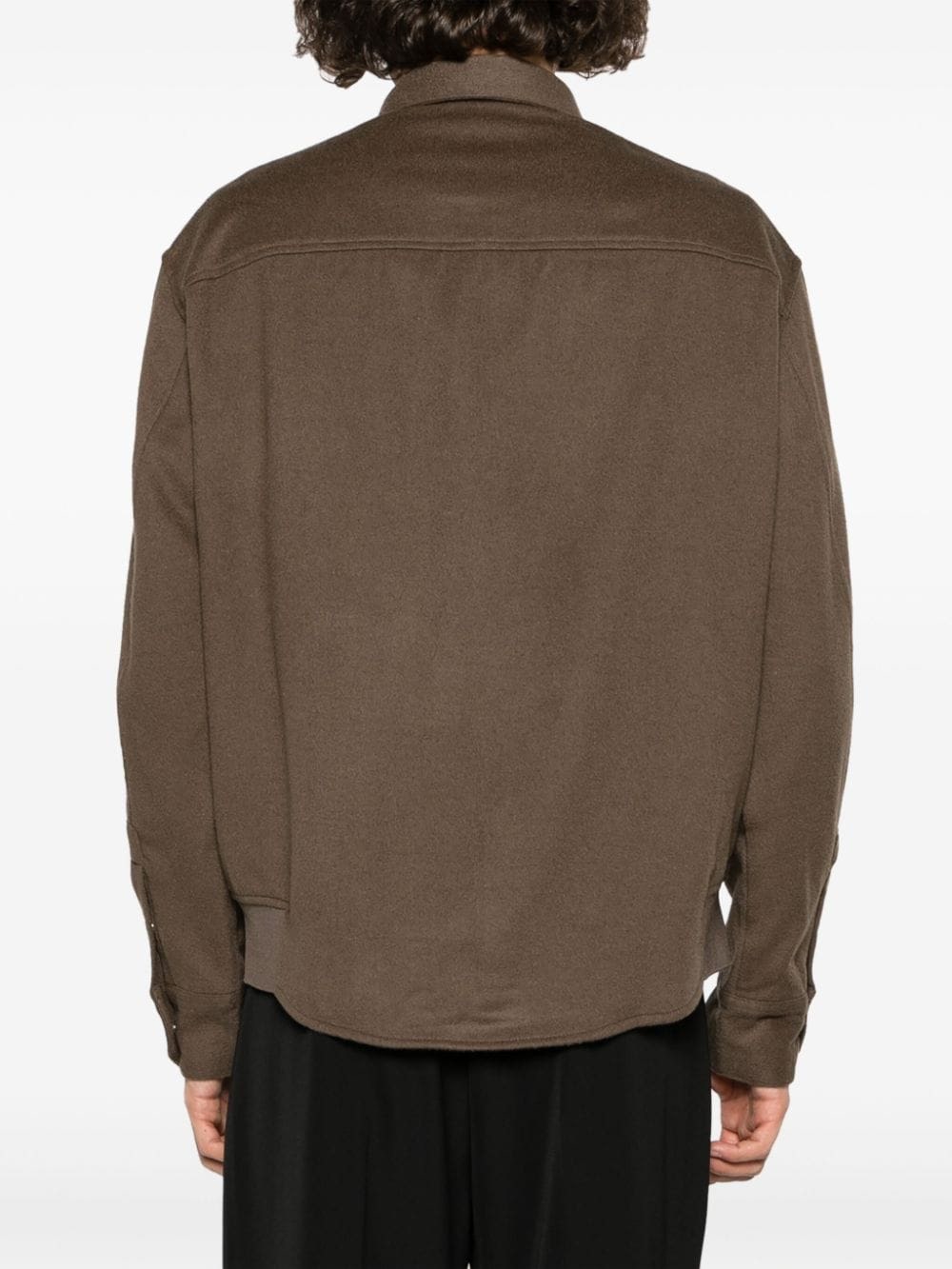 Cashmere Wool Cloth Shirt Jacket With Front Pockets, view 7
