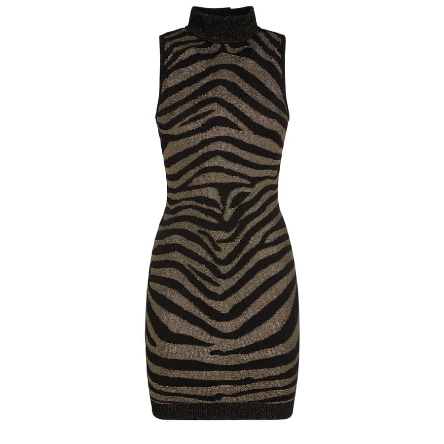 Balmain Zebra-Print Knitted Minidress