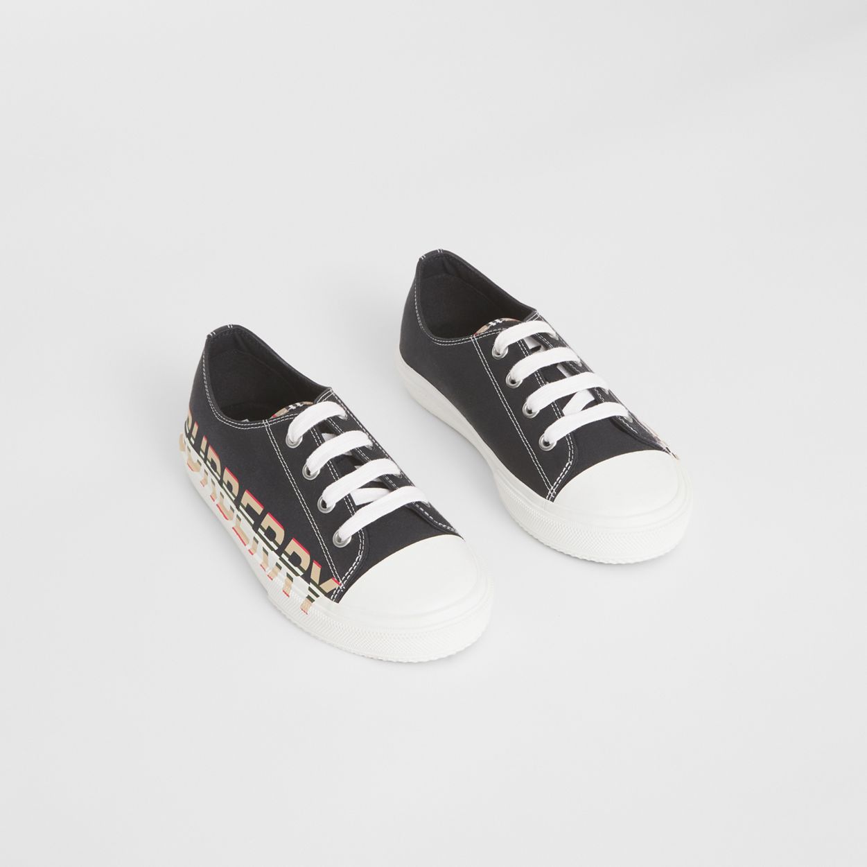 Icon Stripe Logo Print Cotton Gabardine Sneakers
