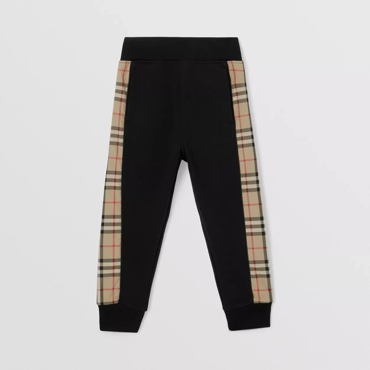 Vintage Check Panel Cotton Jogging Pants