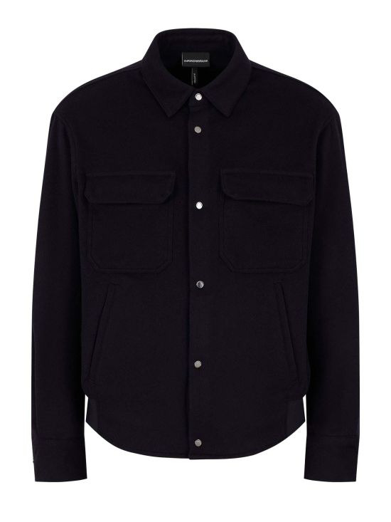 Cashmere Wool Cloth Shirt Jacket With Front Pockets