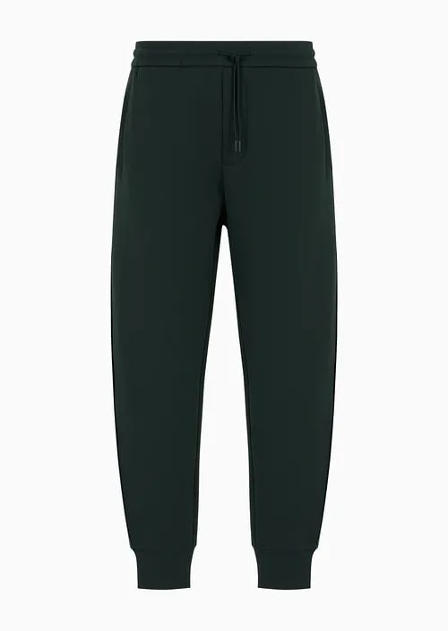 Double-Jersey Joggers With Rubberised Lettering Print Side Stripes