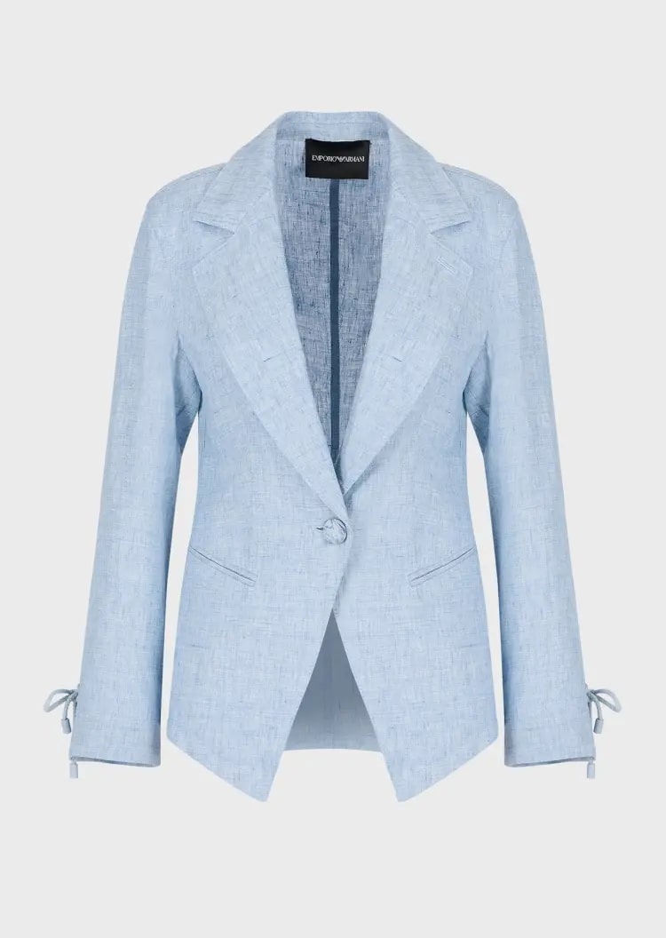 Lace-Sleeve Single Button Blazer