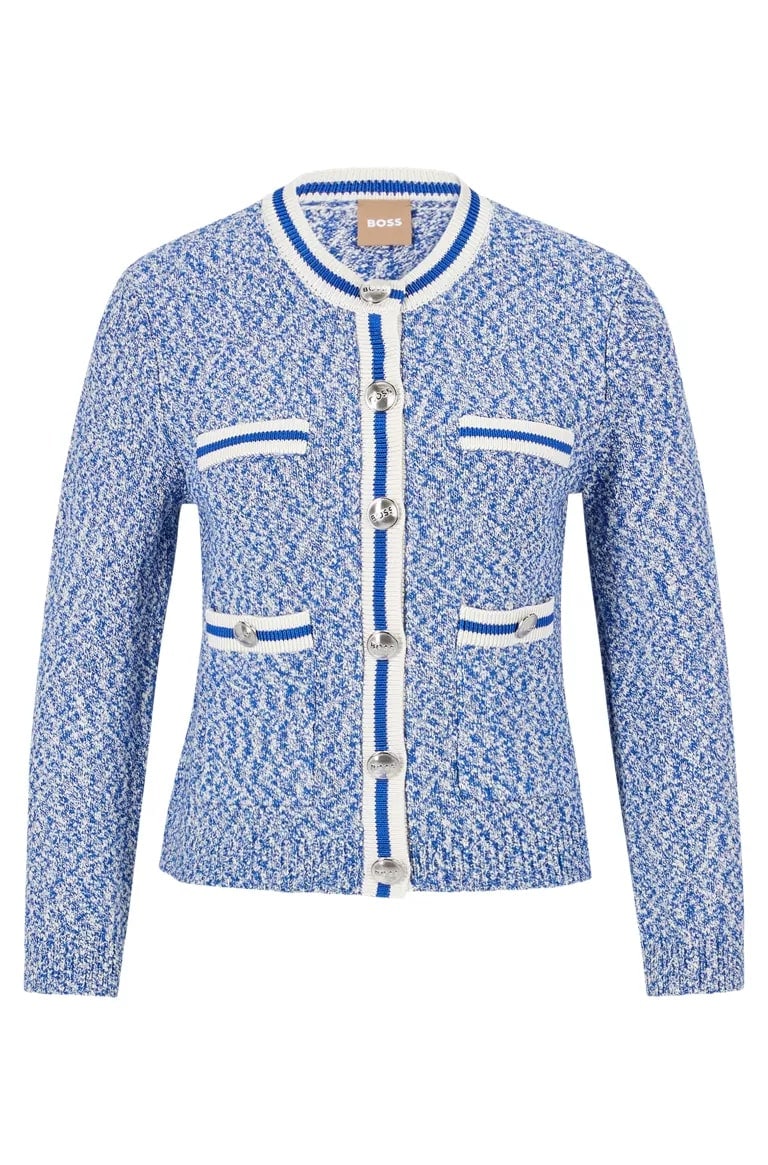 Buttoned Cardigan In Two-Tone Bouclé