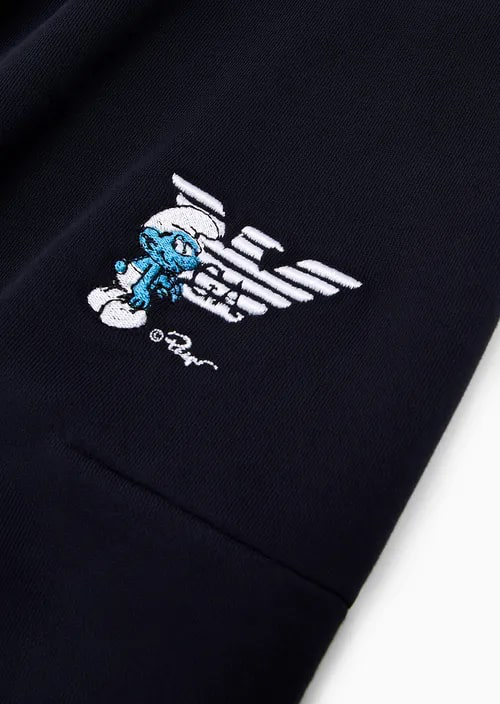 Kids Joggers Made Of Organic Jersey With The Smurfs Embroidery, view 2
