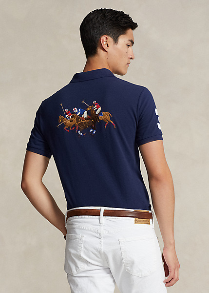 Polo Ralph Lauren Custom Slim Triple-Pony Mesh Polo Shirt, view 3