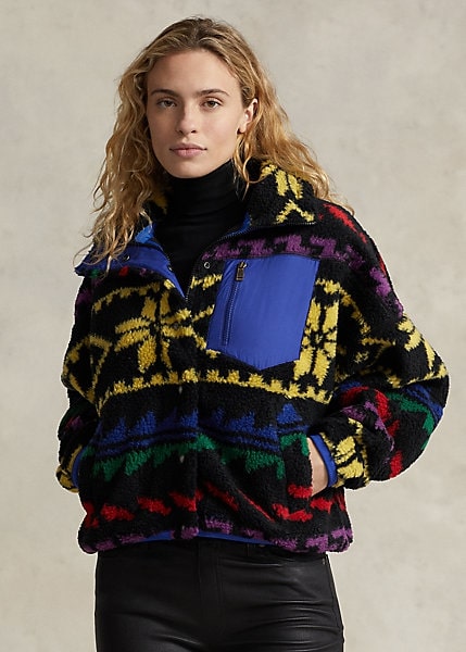 Polo Ralph Lauren Geo-Motif Ripstop-Trim High-Pile Jacket, view 2