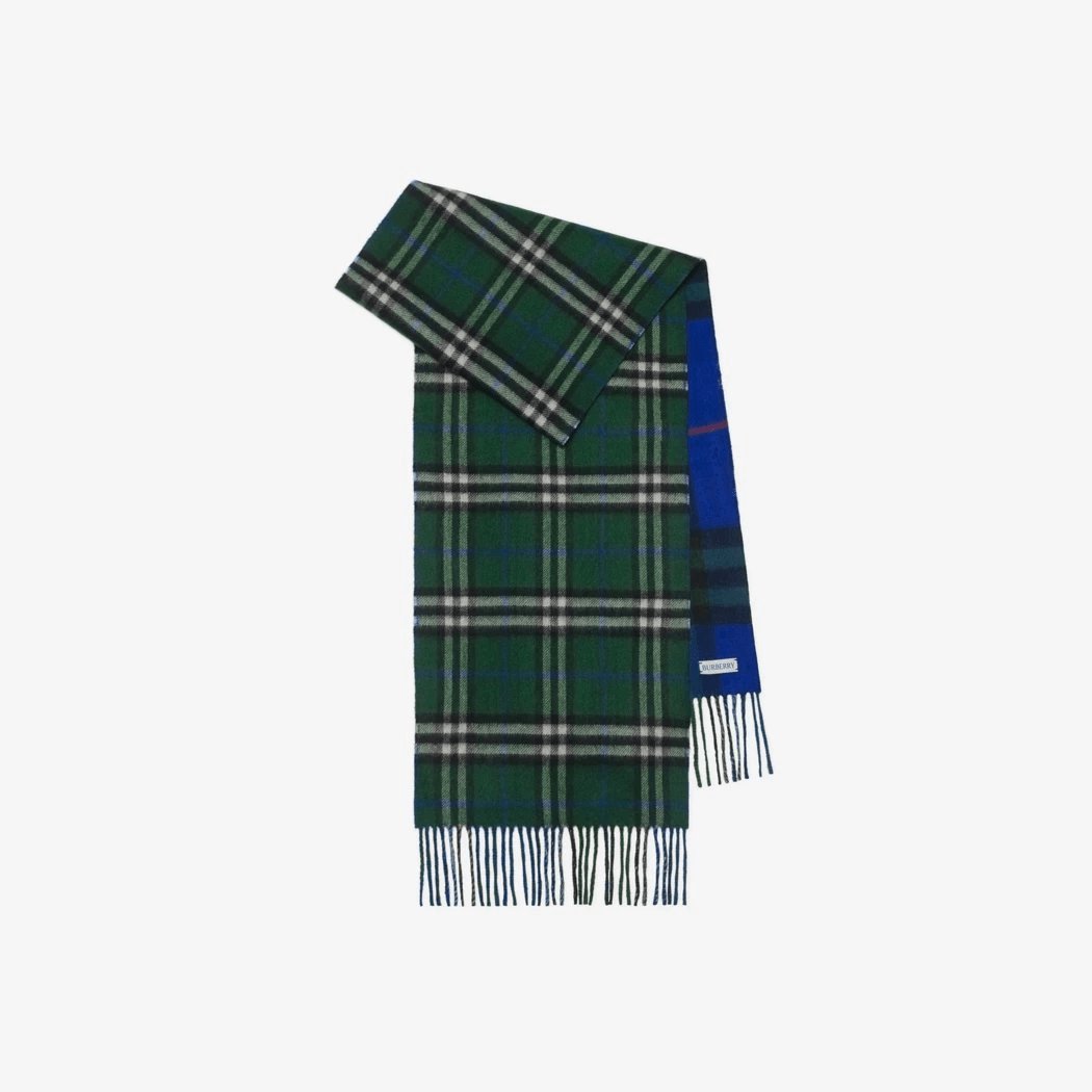 Reversible Contrast Check Cashmere Scarf