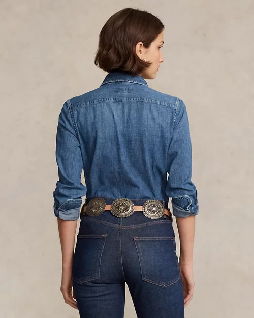 Slim Fit Denim Shirt, view 3